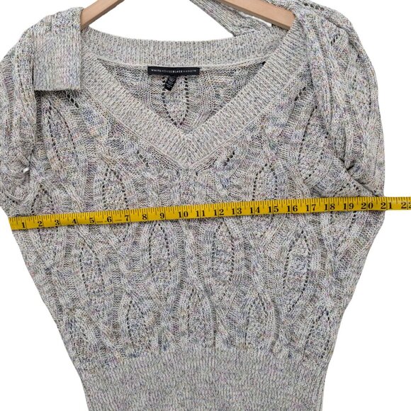 WHBM Cable Knit Sweater Womens Multicolor Marbled Long Sleeve V Neck Size M - Picture 7 of 9